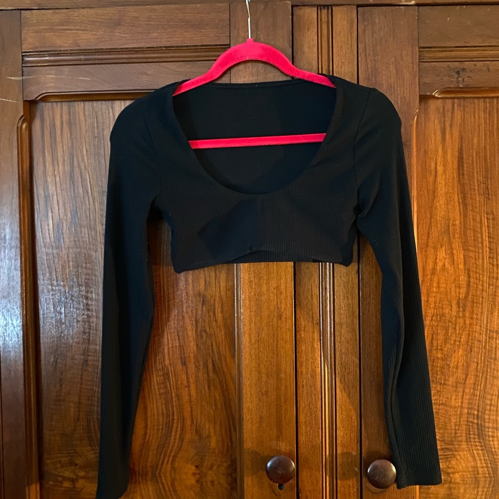 ALO YOGA Ribbed Defined Long Sleeve Bra in Black